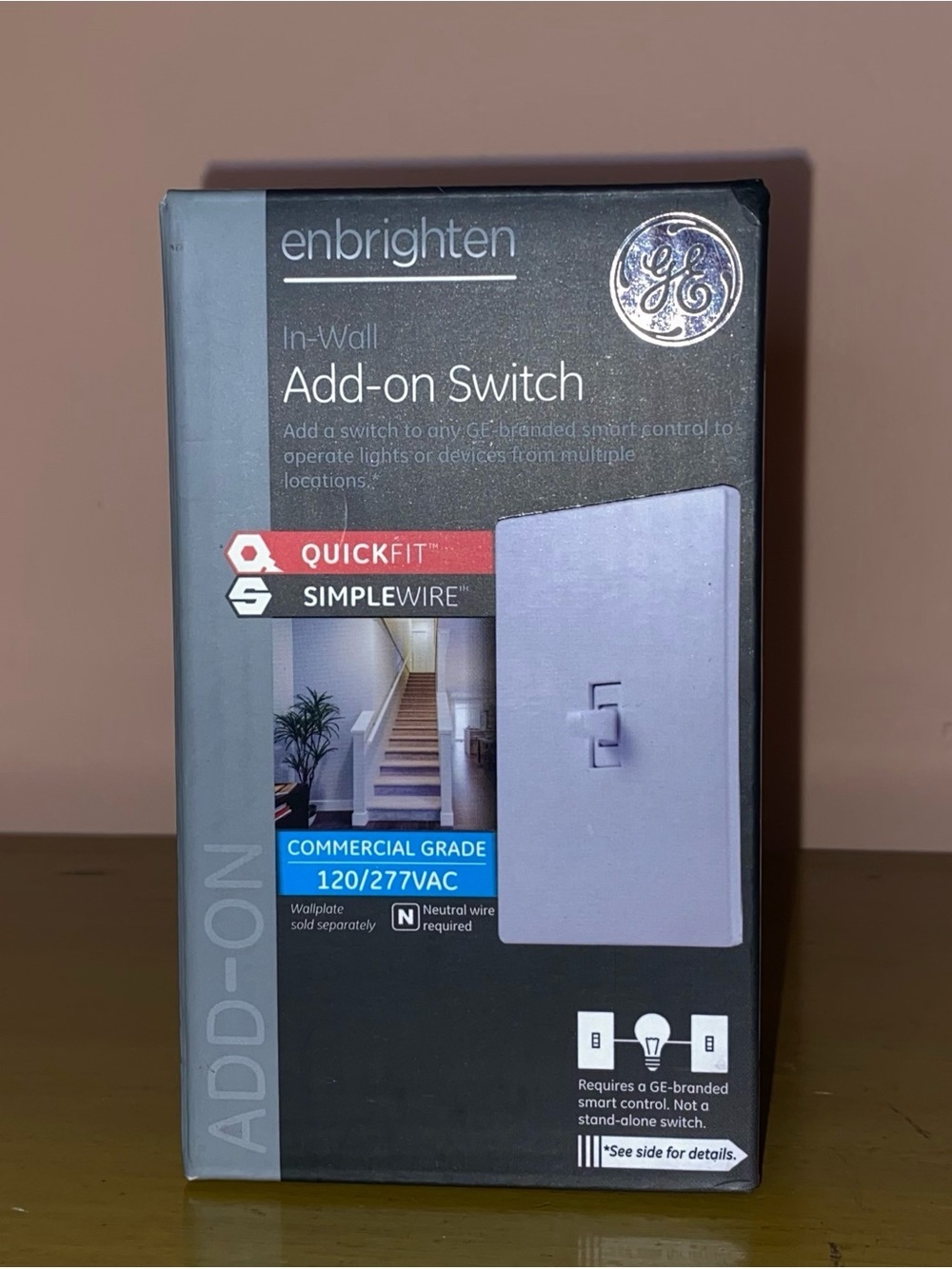 ENBRIGHTEN by GE In-Wall Add-on Switch Commercial Grade 120/277VAC Model #46200